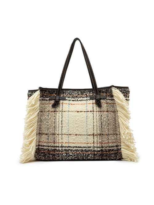 Borsa shopping Marcella in tessuto effetto plaid GIANNI CHIARINI | BS 12100TESTA DI MORO